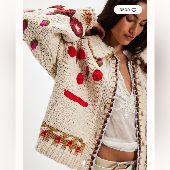 NWT! Free People Rosebud Cardigan M - Picture 3 of 6